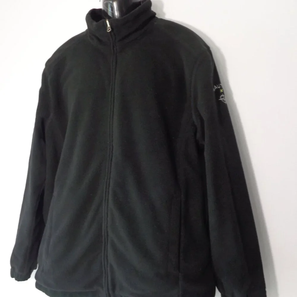 Nautica Men’s Full Zip Reversible Mock neck Jacket Fleece Cotton Black‎ Size XL